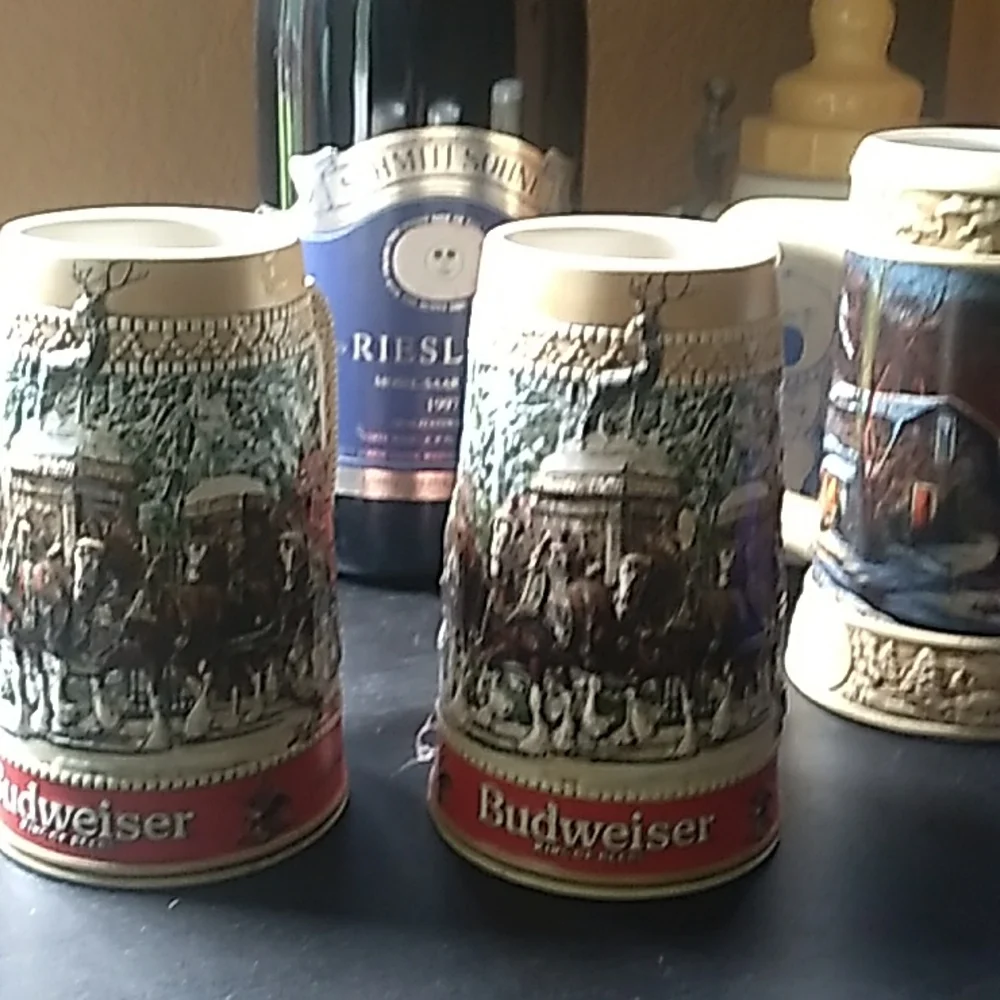 🍺  Beer Mug Budweiser King of BEERS 🍺 🍺 Vintage Glass Handle